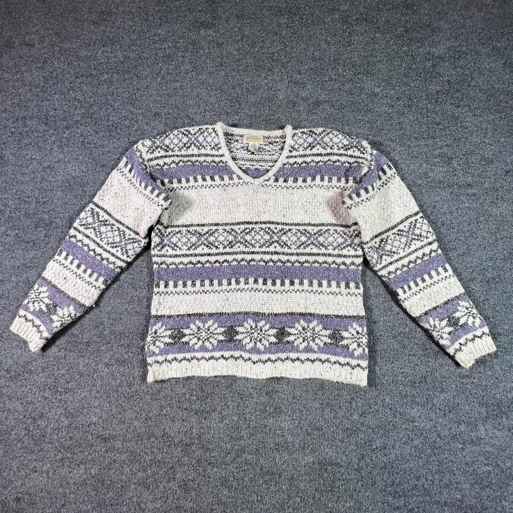 Vintage St. John's Bay Fair Isle Sweater Mens Large Multicolor Snowflake Knit